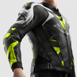 KURTKA SKÓRZANA REBELHORN INFERNO BLACK/WHITE/FLUO YELLOW 
