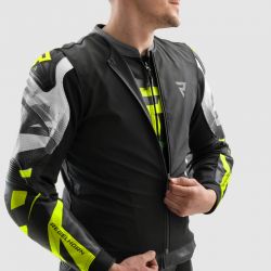 KURTKA SKÓRZANA REBELHORN INFERNO BLACK/WHITE/FLUO YELLOW 