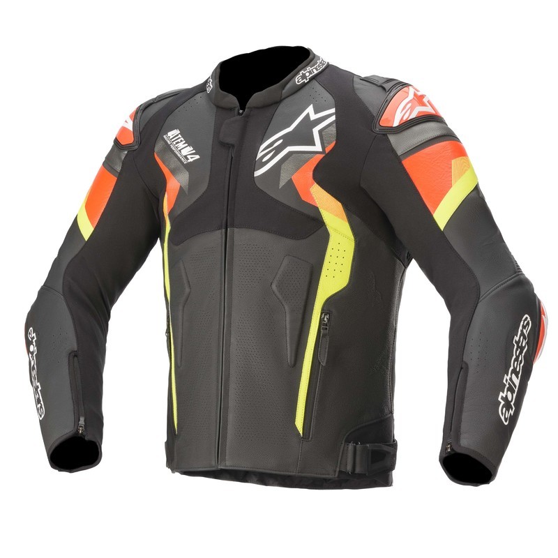 KURTKA SKÓRZANA ALPINESTARS ATEM V4 BLACK/FLUO RED/FLUO YELLOW 