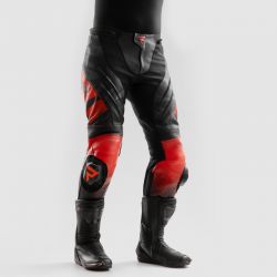 SPODNIE SKÓRZANE REBELHORN INFERNO BLACK/FLUO RED 