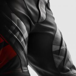 SPODNIE SKÓRZANE REBELHORN INFERNO BLACK/FLUO RED 