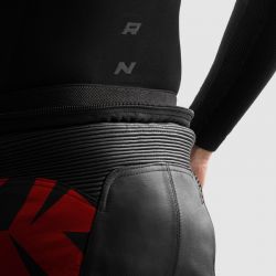 SPODNIE SKÓRZANE REBELHORN INFERNO BLACK/FLUO RED 