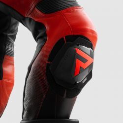 SPODNIE SKÓRZANE REBELHORN INFERNO BLACK/FLUO RED 