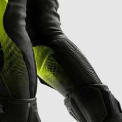 SPODNIE SKÓRZANE REBELHORN INFERNO BLACK/WHITE/FLUO YELLOW 