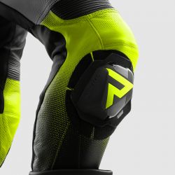 SPODNIE SKÓRZANE REBELHORN INFERNO BLACK/WHITE/FLUO YELLOW 