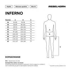 SPODNIE SKÓRZANE REBELHORN INFERNO BLACK/WHITE/FLUO YELLOW 