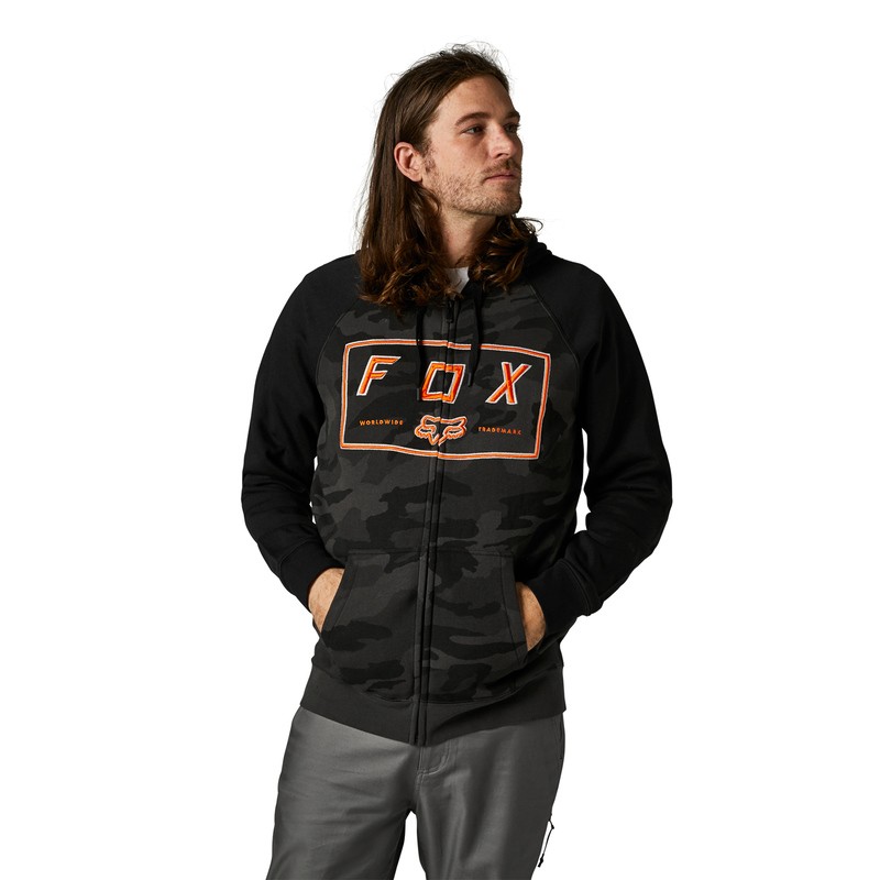 BLUZA Z KAPTUREM NA ZAMEK FOX BADGER BLACK CAMO  ENDURO CROSS