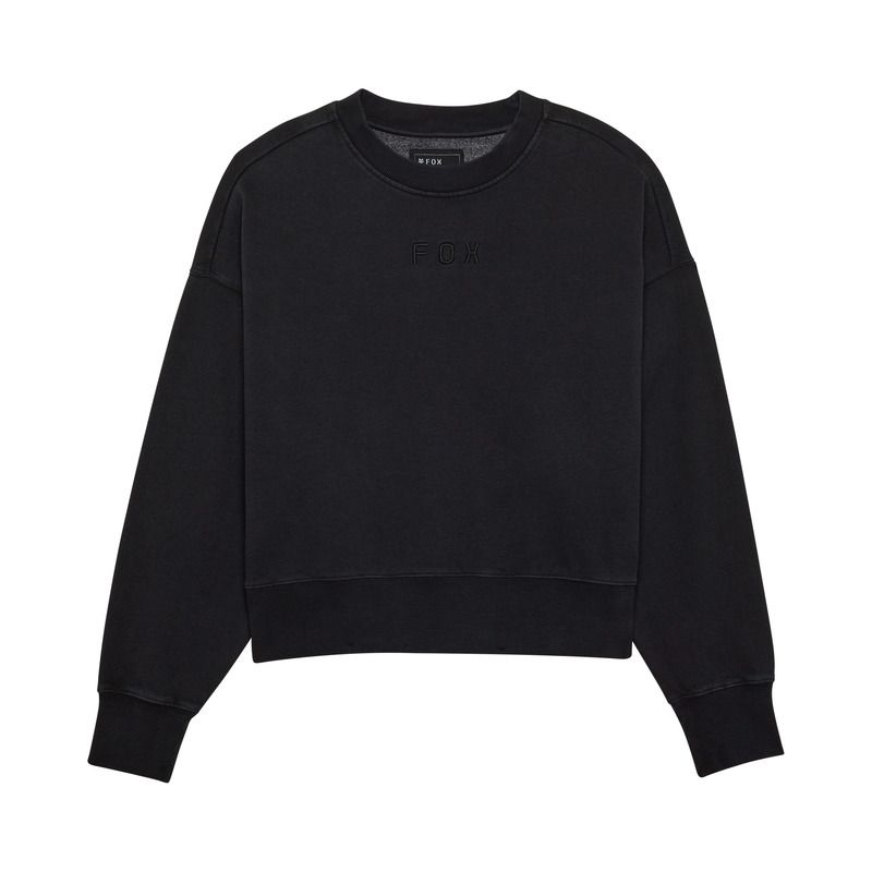 BLUZA FOX LADY WORDMARK OVERSIZED FLEECE CREW BLACK  ENDURO CROSS