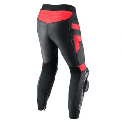 SPODNIE SKÓRZANE REBELHORN REBEL BLACK/WHITE/FLO RED 