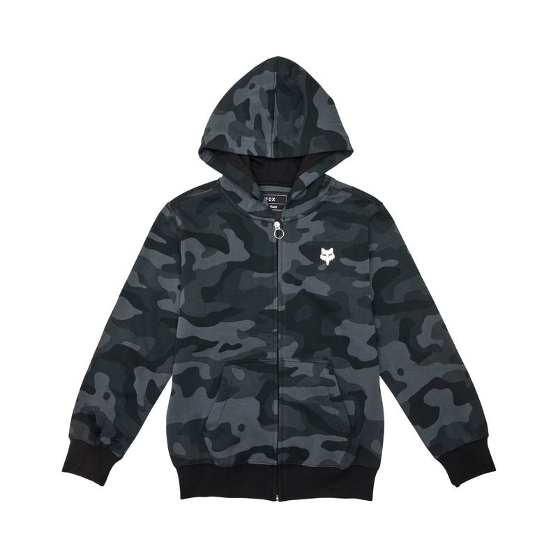 BLUZA Z KAPTUREM NA ZAMEK FOX JUNIOR HEAD BLACK CAMO  ENDURO CROSS