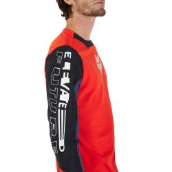 KOSZULKA ROWEROWA Z DŁUGIM RĘKAWEM FOX DEFEND ELEVATED FLUO RED  ENDURO CROSS