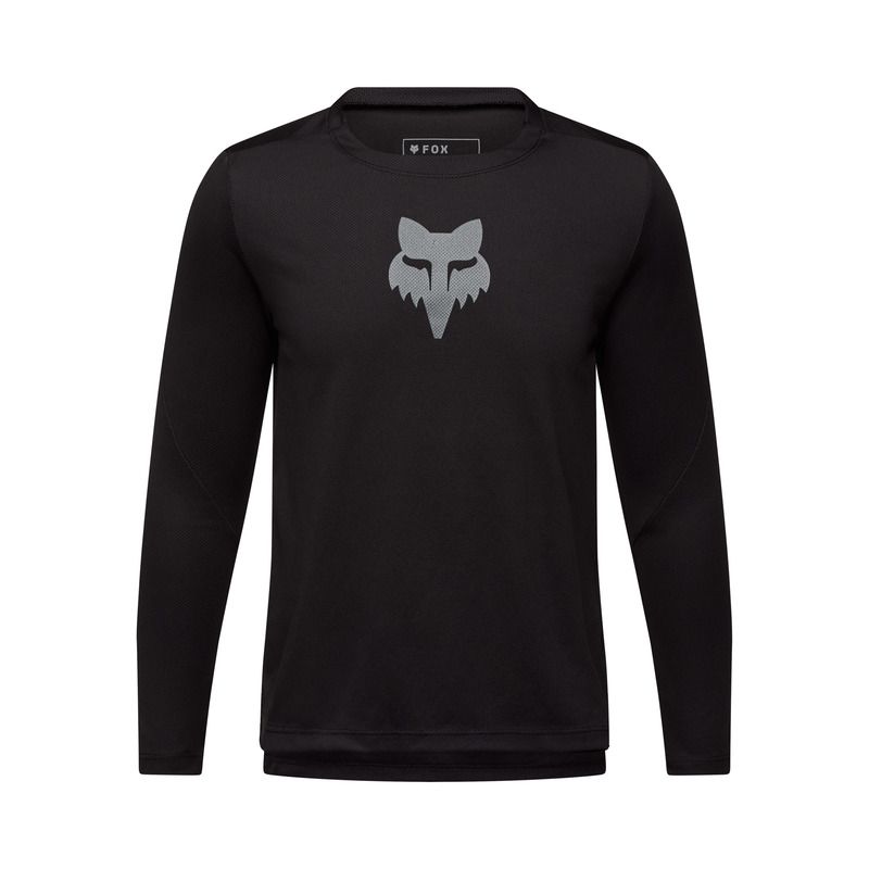 KOSZULKA ROWEROWA Z DŁUGIM RĘKAWEM FOX JUNIOR RANGER HEAD BLACK  ENDURO CROSS
