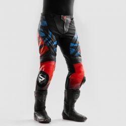 SPODNIE SKÓRZANE REBELHORN INFERNO BLACK/BLUE/WHITE/RED 
