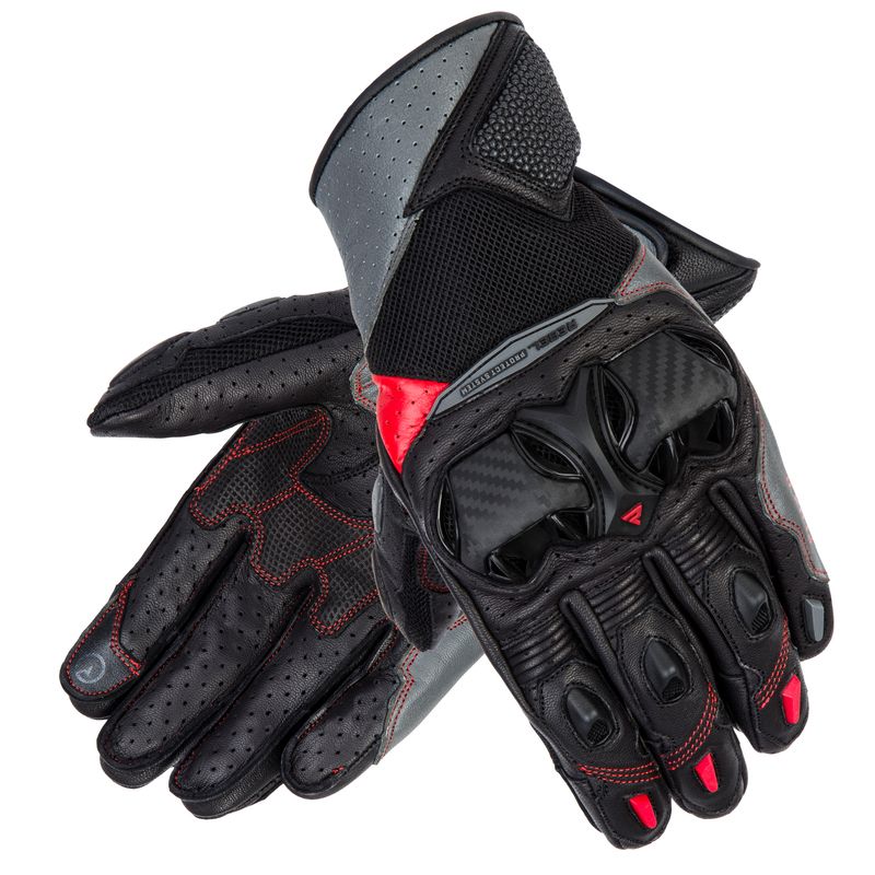RĘKAWICE MOTOCYKLOWE REBELHORN FLUX 2 BLACK GREY FLUO RED 