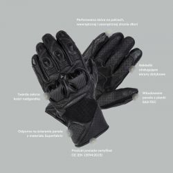RĘKAWICE MOTOCYKLOWE REBELHORN FLUX 2 BLACK GREY FLUO RED 