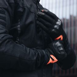 RĘKAWICE MOTOCYKLOWE REBELHORN GAP 3 BLACK FLUO RED 