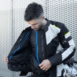 KURTKA MOTOCYKLOWA TEKSTYLNA REBELHORN HIFLOW 4 BLACK SILVER FLUO YELLOW 