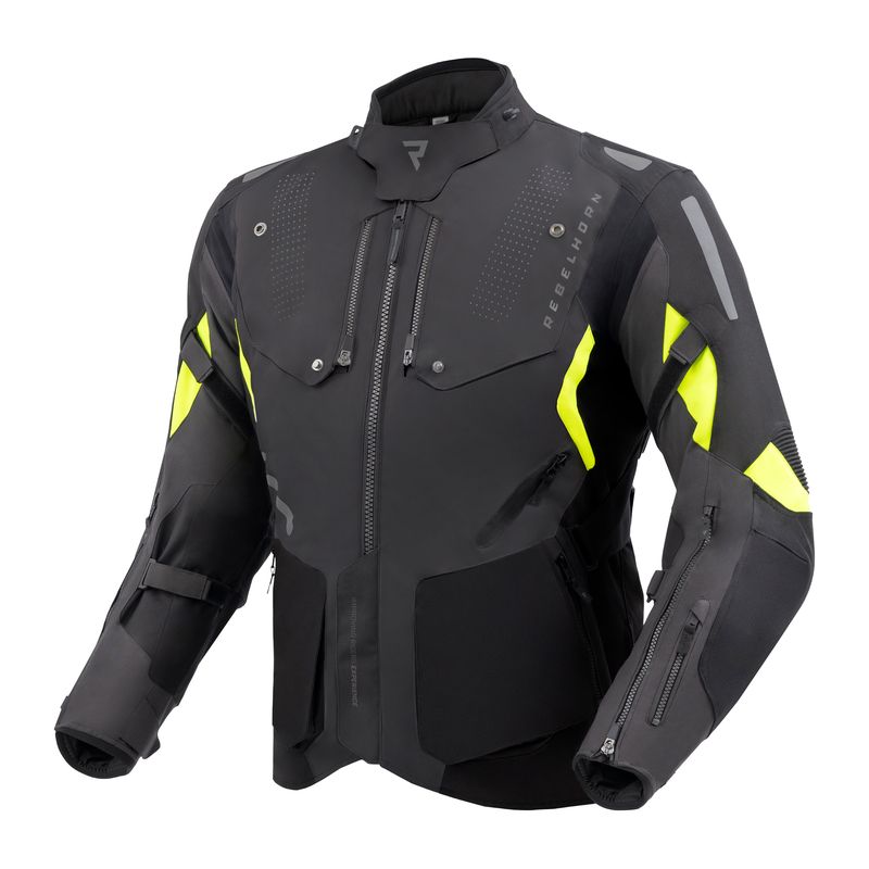 KURTKA MOTOCYKLOWA TEKSTYLNA REBELHORN HIKER 4 BLACK ANTHRACITE FLUO YELLOW 