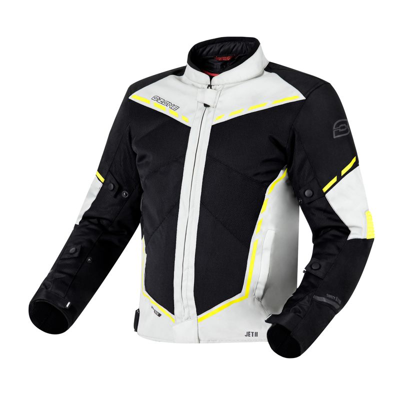KURTKA MOTOCYKLOWA TEKSTYLNA OZONE JET 2 BLACK FLUO YELLOW 