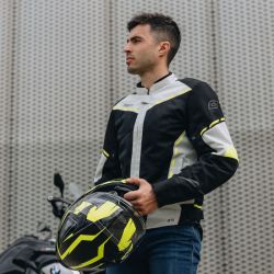 KURTKA MOTOCYKLOWA TEKSTYLNA OZONE JET 2 BLACK FLUO YELLOW 