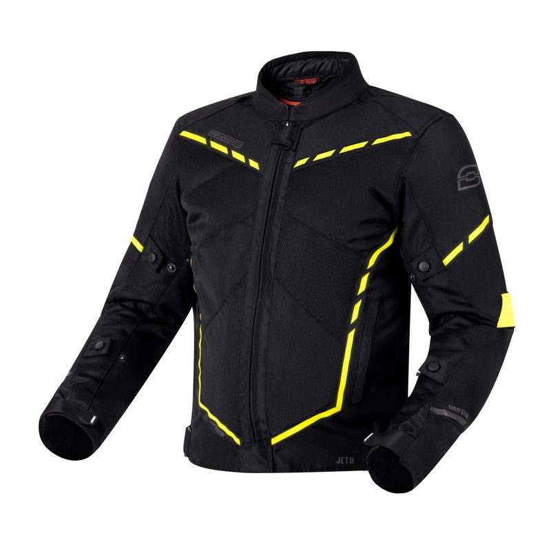 KURTKA MOTOCYKLOWA TEKSTYLNA OZONE JET 2 BLACK FLUO YELLOW 