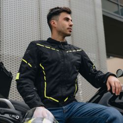 KURTKA MOTOCYKLOWA TEKSTYLNA OZONE JET 2 BLACK FLUO YELLOW 