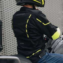 KURTKA MOTOCYKLOWA TEKSTYLNA OZONE JET 2 BLACK FLUO YELLOW 