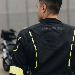 KURTKA MOTOCYKLOWA TEKSTYLNA OZONE JET 2 BLACK FLUO YELLOW 
