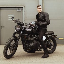 JEANSY MOTOCYKLOWE REBELHORN RAGE 2 TAPERED FIT WASHED BLACK 