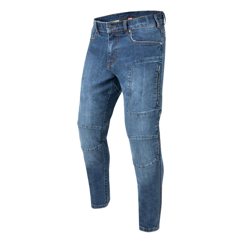 JEANSY MOTOCYKLOWE REBELHORN RAGE 2 TAPERED FIT WASHED BLUE 