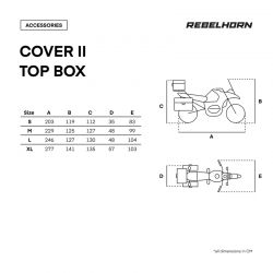 POKROWIEC NA MOTOCYKL REBELHORN COVER 2 Z MIEJSCEM NA KUFER BLACK SILVER 