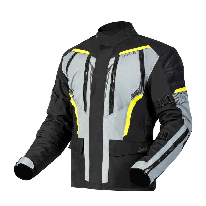 KURTKA MOTOCYKLOWA TEKSTYLNA OZONE TOUR 3 BLACK GREY FLUO YELLOW 