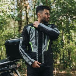 KURTKA MOTOCYKLOWA TEKSTYLNA OZONE TOUR 3 BLACK GREY FLUO YELLOW 