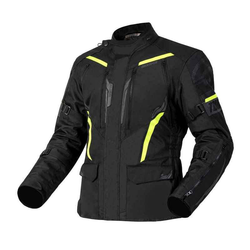 KURTKA MOTOCYKLOWA TEKSTYLNA OZONE TOUR 3 BLACK FLUO YELLOW 