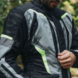 KURTKA MOTOCYKLOWA TEKSTYLNA OZONE TOUR 3 BLACK FLUO YELLOW 