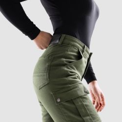 JEANSY MOTOCYKLOWE DAMSKIE OZONE JANE JOGGER FIT OLIVE 26/30