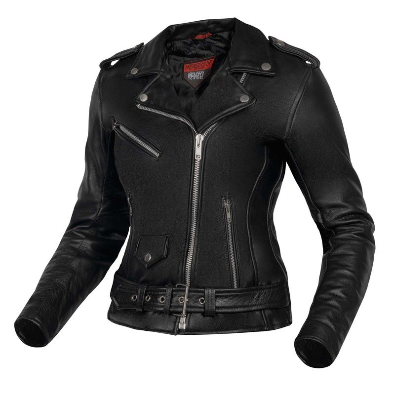 KURTKA MOTOCYKLOWA SKÓRZANA DAMSKA OZONE RAMONES BLACK 