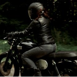 KURTKA MOTOCYKLOWA SKÓRZANA DAMSKA OZONE RAMONES BLACK 