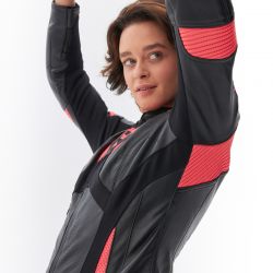 KURTKA MOTOCYKLOWA SKÓRZANA DAMSKA REBELHORN REBEL PINK BLACK 