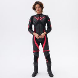 SPODNIE MOTOCYKLOWE SKÓRZANE DAMSKIE REBELHORN REBEL PINK BLACK 