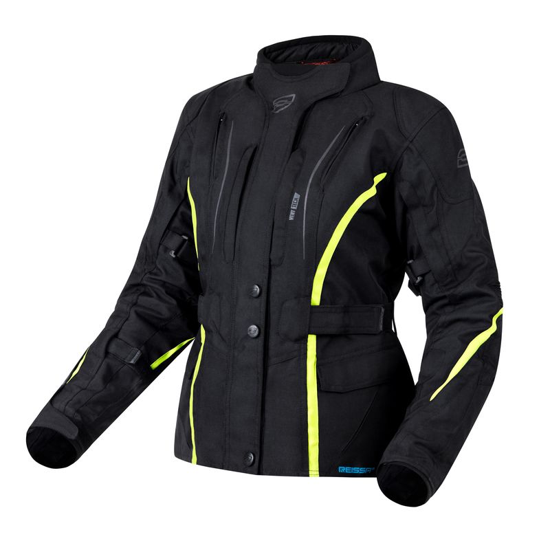 KURTKA MOTOCYKLOWA TEKSTYLNA DAMSKA OZONE SAHARA BLACK FLUO YELLOW 