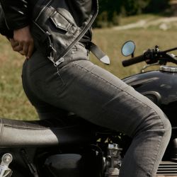 JEANSY MOTOCYKLOWE DAMSKIE OZONE STRIKER SLIM FIT WASHED GREY 24/30