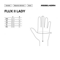 RĘKAWICE MOTOCYKLOWE DAMSKIE REBELHORN FLUX 2 BLACK GREY FLUO RED 