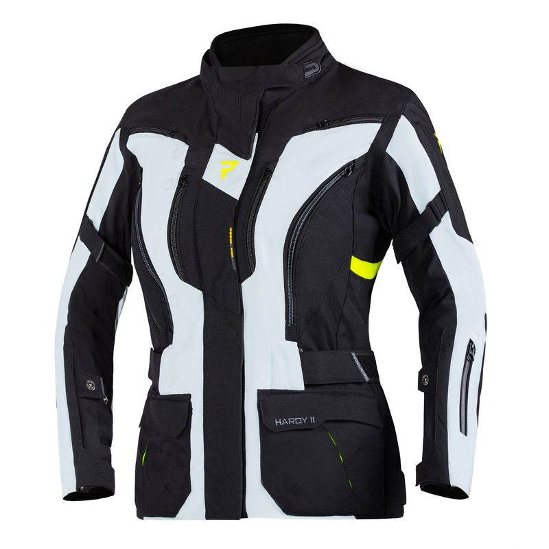 KURTKA MOTOCYKLOWA TEKSTYLNA DAMSKA REBELHORN HARDY 2 GREY BLACK FLUO YELLOW 