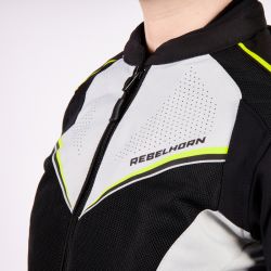 KURTKA MOTOCYKLOWA TEKSTYLNA DAMSKA REBELHORN HIFLOW 4 BLACK SILVER FLUO YELLOW 