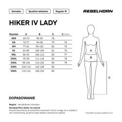 SPODNIE MOTOCYKLOWE TEKSTYLNE DAMSKIE REBELHORN HIKER 4 BLACK (KRÓTKA NOGAWKA) S-WM