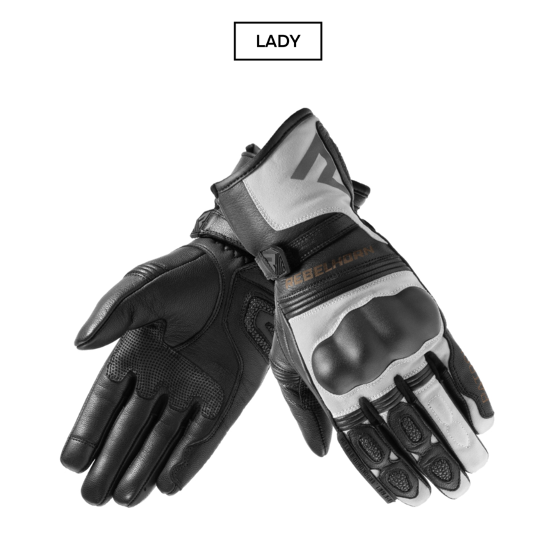 RĘKAWICE MOTOCYKLOWE DAMSKIE REBELHORN PATROL BLACK GREY 