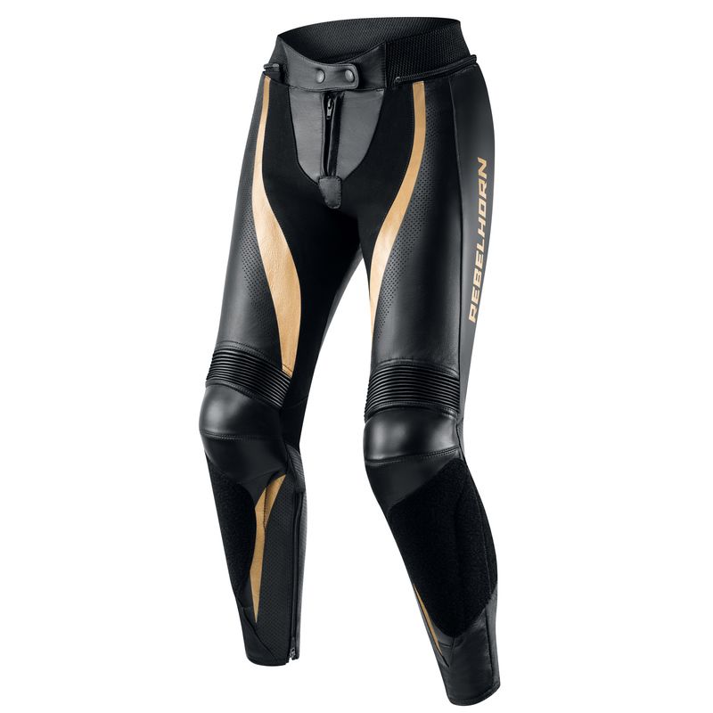 SPODNIE MOTOCYKLOWE SKÓRZANE DAMSKIE REBELHORN REBEL BLACK GOLD SPODNIE MOTOCYKLOWE SKÓRZANE DAMSKIE REBELHORN REBEL BLACK GOLD