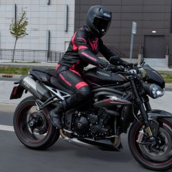 SPODNIE MOTOCYKLOWE SKÓRZANE DAMSKIE REBELHORN REBEL PINK BLACK 