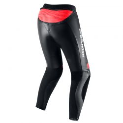 SPODNIE MOTOCYKLOWE SKÓRZANE DAMSKIE REBELHORN REBEL BLACK FLUO RED WHITE 